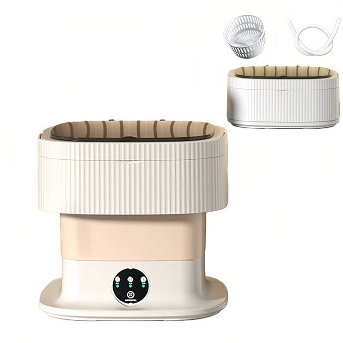 Catzon Portable Washing Machine 10L Foldable Mini Washer Spin Dryer-Khaki