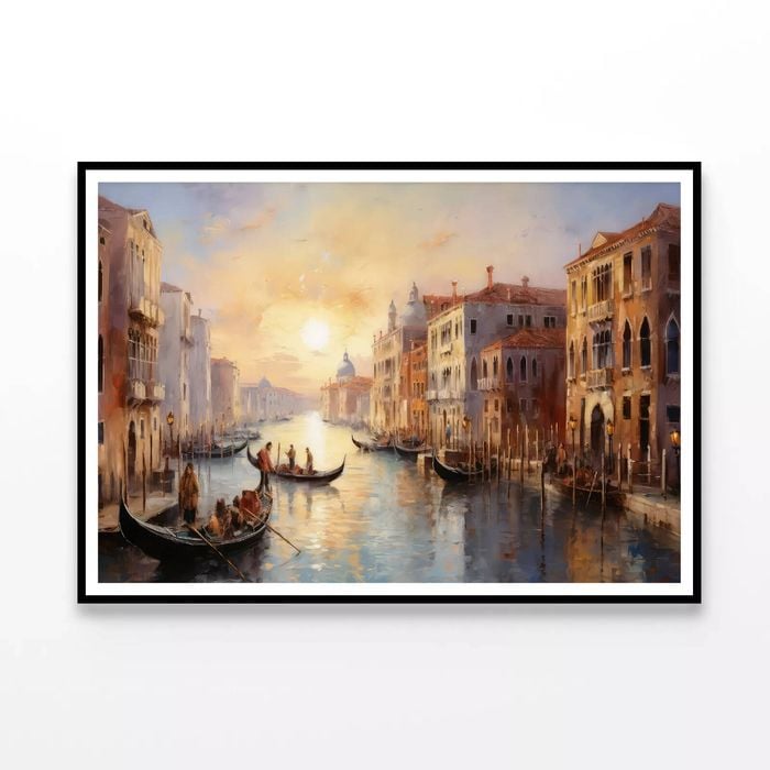 Canal with Boats & Buildings  Print 100% Australian Made 120x90cm  (Poster)