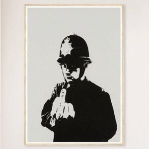 Galrie Banksy Rude Copper Artwork Print Iconic Urban Art from 2002, Wood Frame, 50 x 70cm (20 x 28inch)