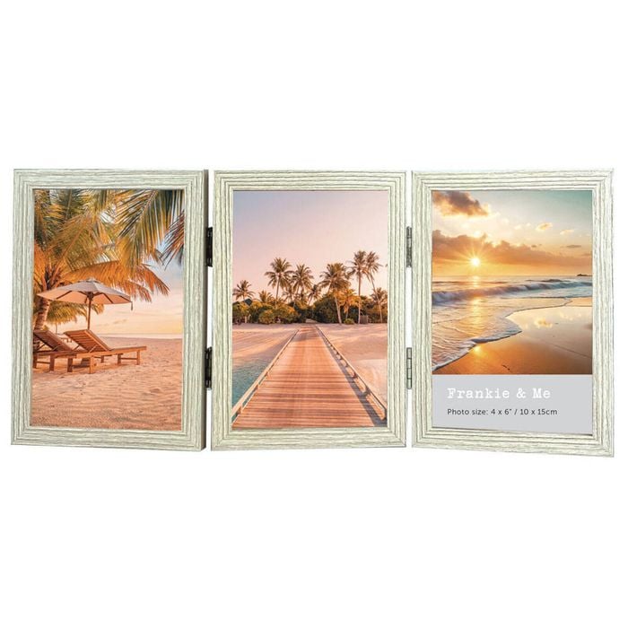 Frankie & Me Hinged 4x6'' Triple Picture Frame Home/Office Photo Decor Oak