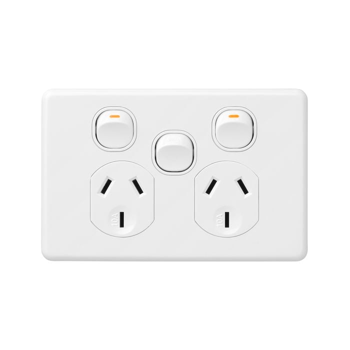 DETA X6 White Double Power Point With Extra Switch