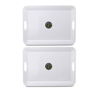 2PK Lemon & Lime Melamine Tray With Handles Large 50X38cm White