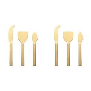 2x 3pc Ecology Forge Stainless Steel Cheese Kitchen Serving Knives Matte Gold