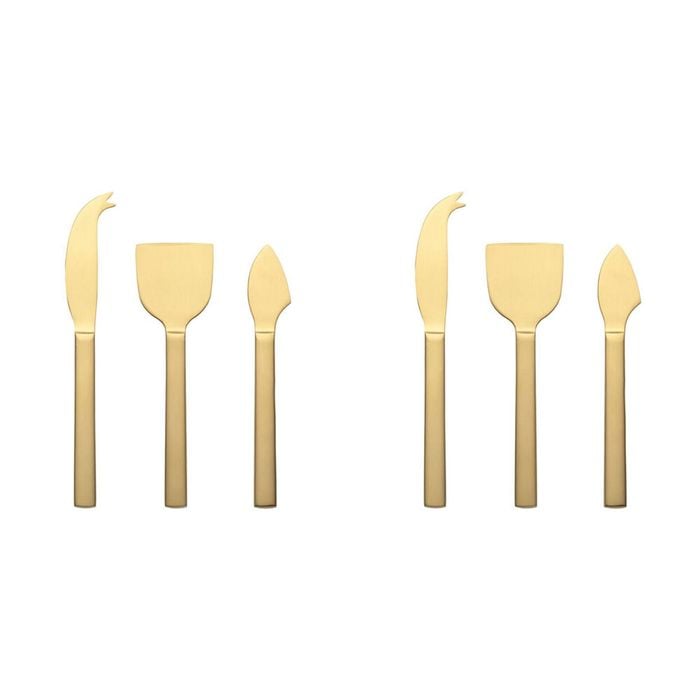 2x 3pc Ecology Forge Stainless Steel Cheese Kitchen Serving Knives Matte Gold