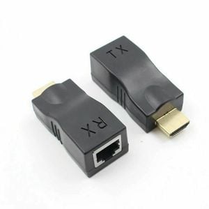 2pcs Hdmi Extender To Dual Rj45 Over Cat 5e/6 Network Ethernet Adapter 1080p 30m