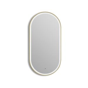 Attica 900 x 450mm Brushed Gold LED Pill Framed Mirror