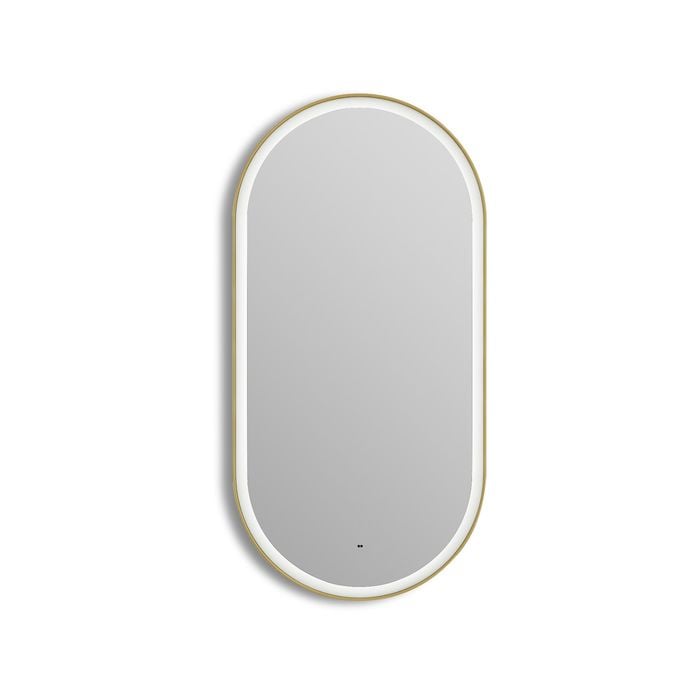 Attica 900 x 450mm Brushed Gold LED Pill Framed Mirror