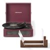 Crosley Voyager Bluetooth Portable Turntable + Bundled Crosley Record Storage Display Stand - Burgundy