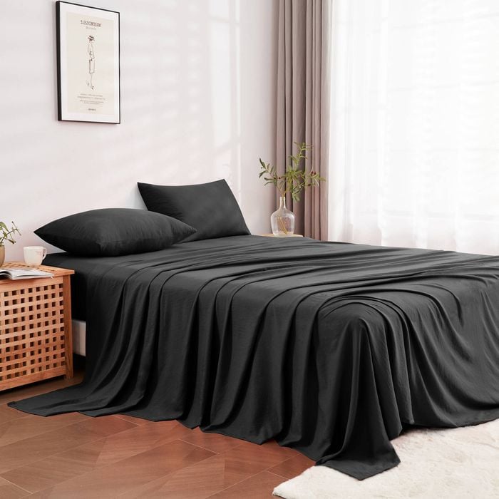 LINENOVA Pre Washed Microfiber Sheet Set - Double,Black