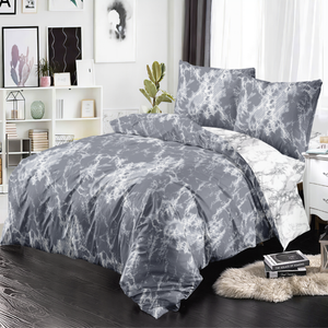 Dreamfields Queen Grey Marble Quilt Doona Duvet Cover Set