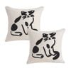 SOGA 2x 45cm Off-White Cat Design Square Throw Pillow