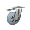Easyroll 200kg 200mm Grey Rubber Swivel Brake Plate Mount Castor