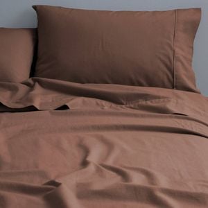 Canningvale Single Cozi Cotton Sheet w/ Pillowcase Set - Nutmeg