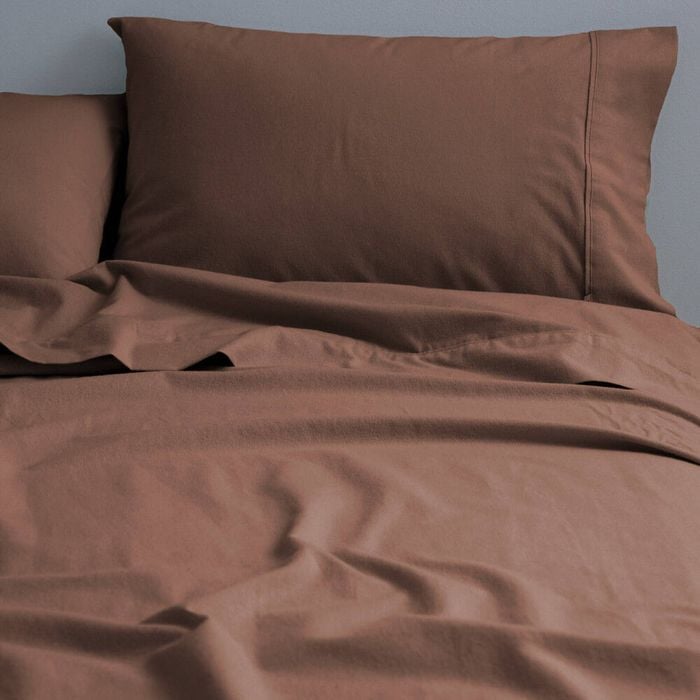 Canningvale Single Cozi Cotton Sheet w/ Pillowcase Set - Nutmeg
