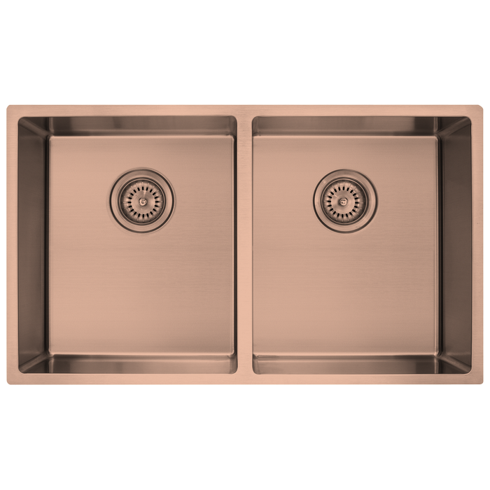 Mondella Copper Double Bowl Rectangular Sink Inset / Undermount