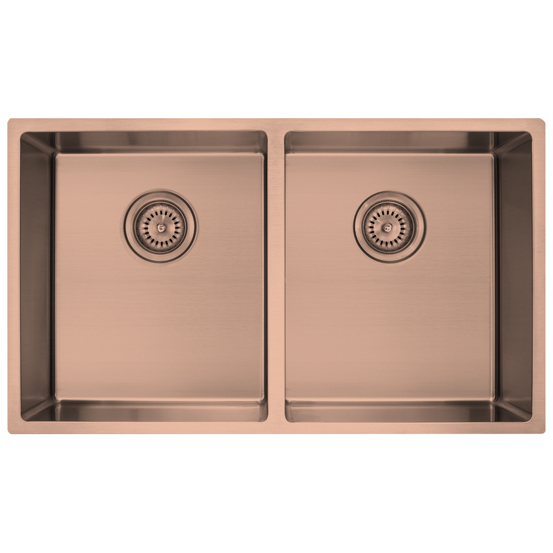 Mondella Copper Double Bowl Rectangular Sink Inset / Undermount