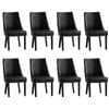 Oikiture 8PCs PU Leather Dining Chair Kitchen Padded Seat Winglet Design Black