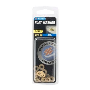 Zenith 5/32" Solid Brass Round Flat Washer - 30 Pack