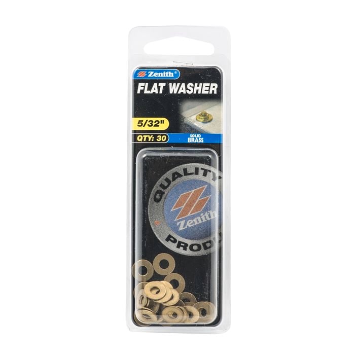 Zenith 5/32" Solid Brass Round Flat Washer - 30 Pack