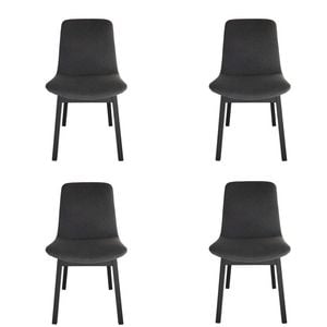 Pack of 4 | Cozy Upholstered Dining Chair | Black Legs - Dark Grey Fabric