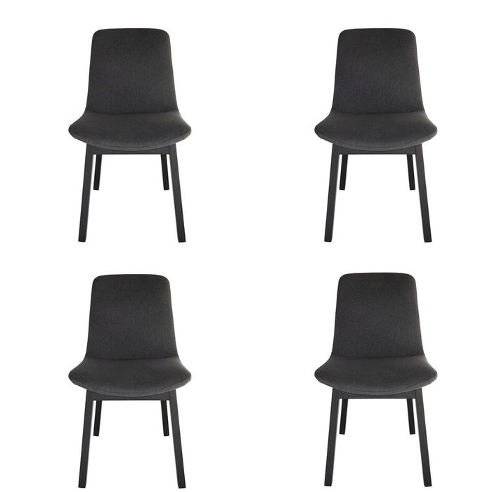 Pack of 4 | Cozy Upholstered Dining Chair | Black Legs - Dark Grey Fabric