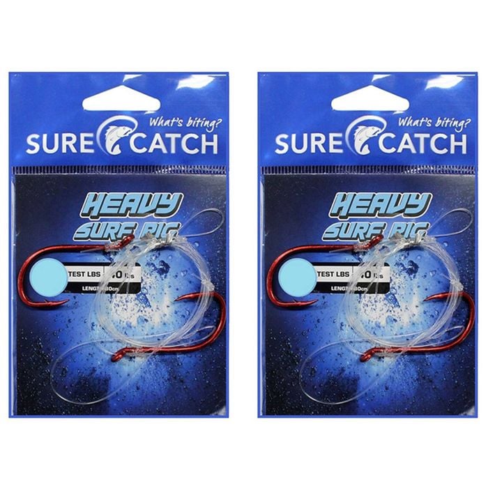 2x Surecatch Pre-Tied Heavy Surf Rig Chemical Sharpened Fishing Hook - Size 6/0