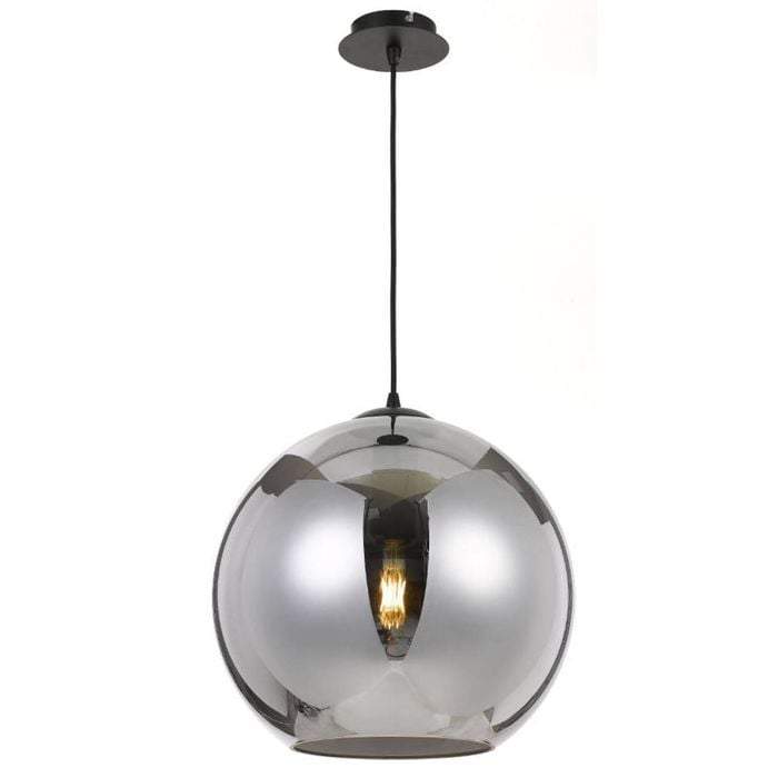 Telbix Bondi Modern Pendant Hanging Lamp Light Glass Metal Black Smoke