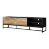 Oikiture TV Cabinet Entertainment Unit 180cm Black & Natural