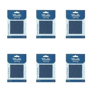 6pk Malli Sewing Polycotton Iron-on Mender Fabric Repair Patch 1224x9cm Blue