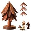 Catzon Wooden Tree Trivet Set Stackable Hot Pot Coasters-NutBrown3