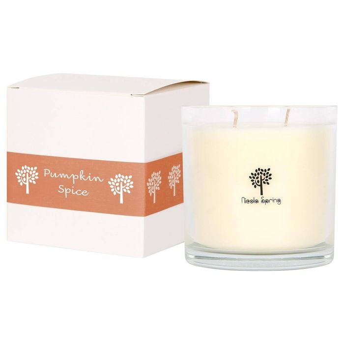 Nicola Spring 400g Soy Wax Scented Candle - Pumpkin Spice - 45 Hour Burn Time Relaxation Aromatherapy Gift Ready Jar Candle