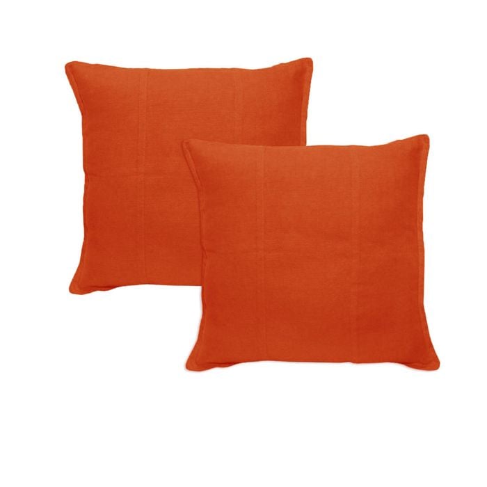 Pair of Pure Linen European Pillowcases 60x60 cm Mandarin