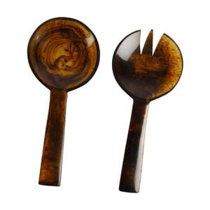 2pc Maine & Crawford Atlas 23cm Resin Spoon/fork Salad Servers Set - Amber