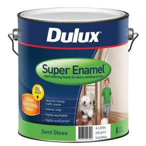 Dulux 4L Super Enamel Paint Semi Gloss Vivid White - 4L