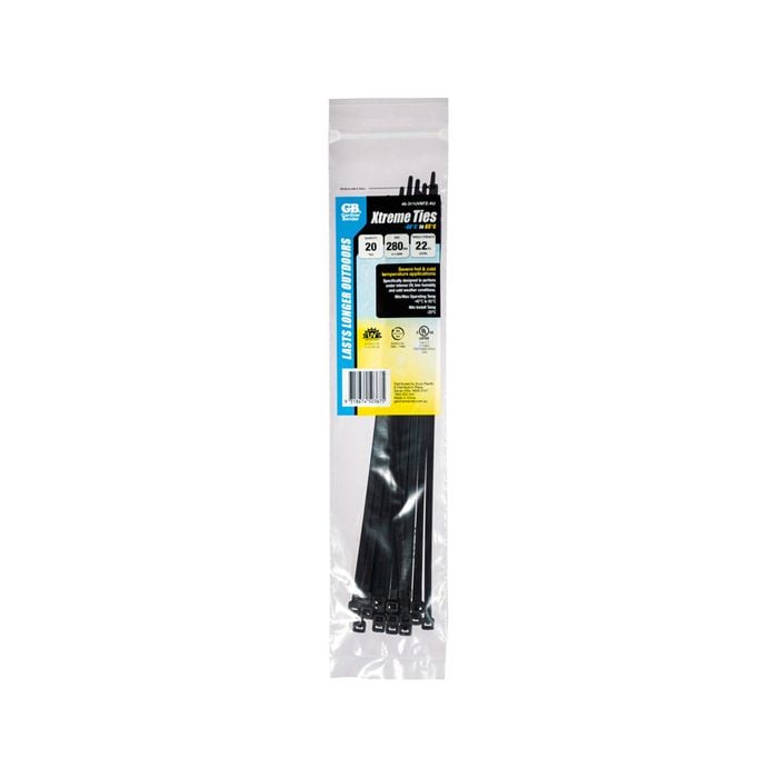 Gardner Bender 280 x 4.3mm Black Xtreme Cable Ties - 20 Pack