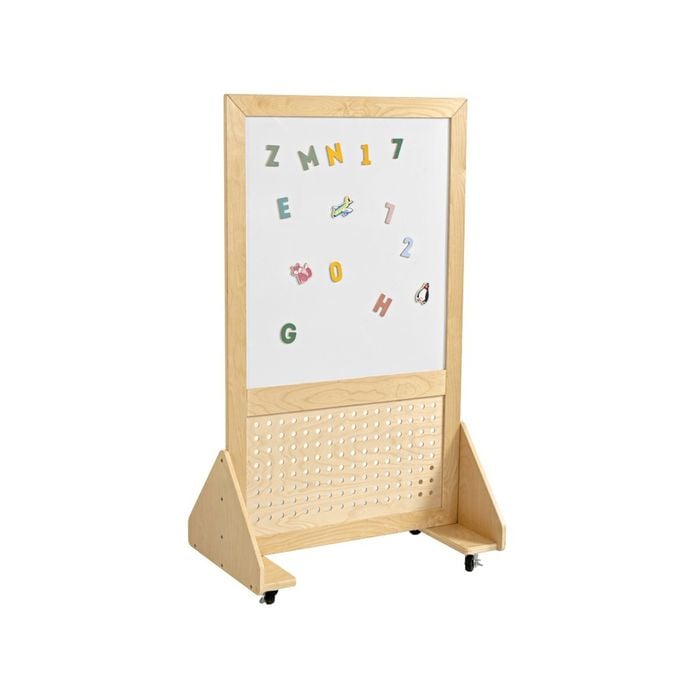 Jooyes Magnetic Mobile Discover Whiteboard With Pegboard - H140cm - 82cm | Kids Easel | 140cm