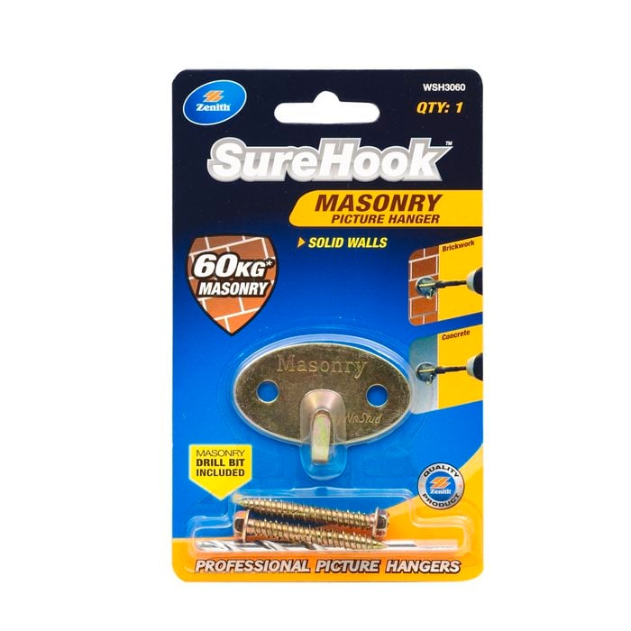 Zenith 60kg Zinc Plated SureHook Masonry Picture Hanger