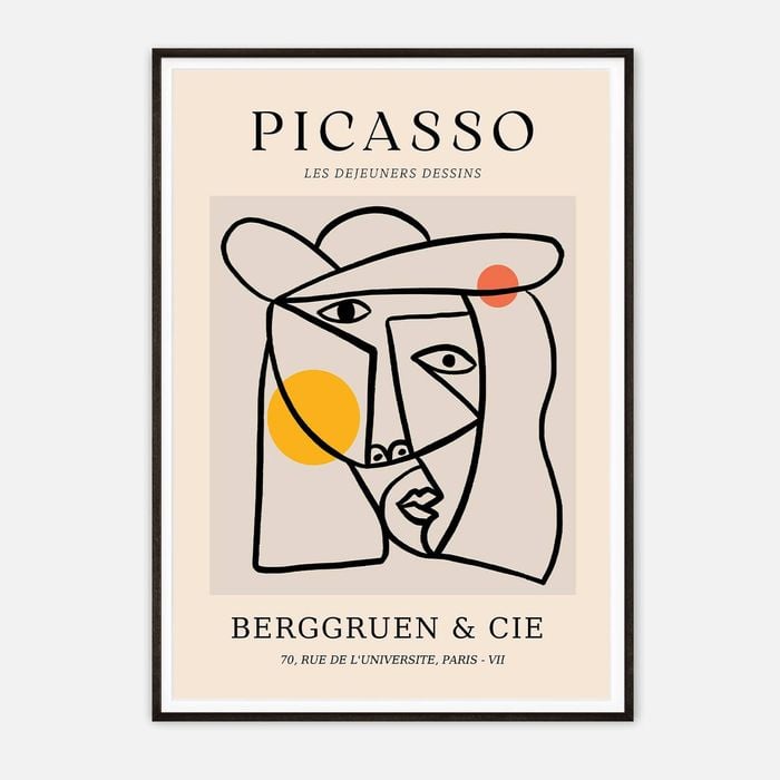 Galrie Picasso's Les Dejeuners Dessins - Iconic Modernist Art Print for Home Decor, Black Frame, A0 84 x 119cm (33 x 47inch)