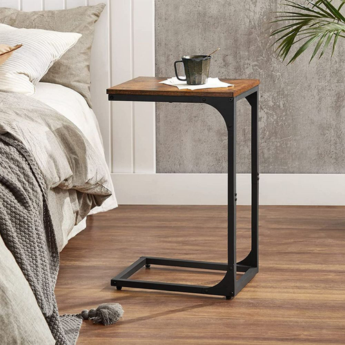 Vasagle C-Shaped
  Slim End Table, Rustic Brown and Black. I/N: 0404271