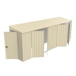 Build-a-Shed 1.2 x 5.2 x 2.0m Cream Tunnel Shed Tunnel Hinged Door Plus Dual Double Hinged Side Doors