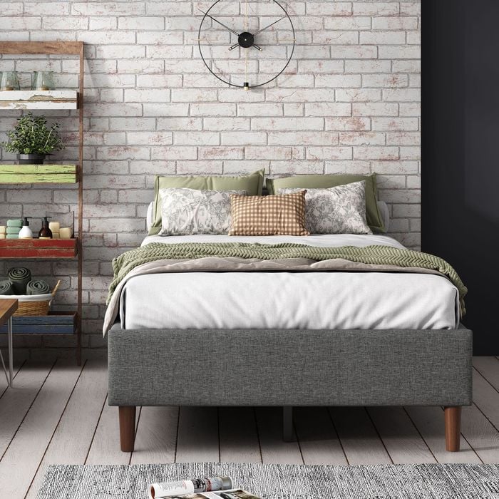 Bed Frame Mattress Foundation Dark Grey Double
