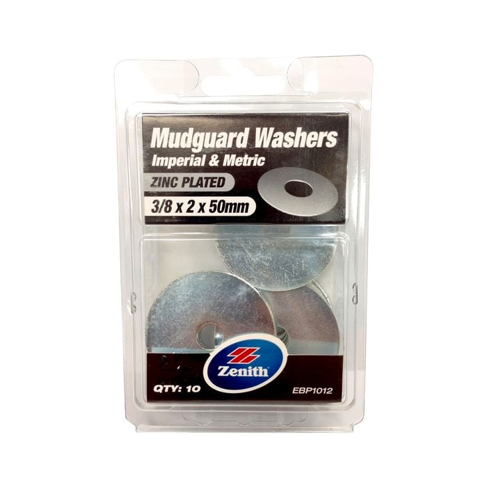 Zenith Mudguard Washer 3/8"x2x50mm Zinc Plated 10pk