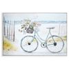 P&P White Framed Seascape Bike Wall Art Hand Painted Coastal Picture Decor