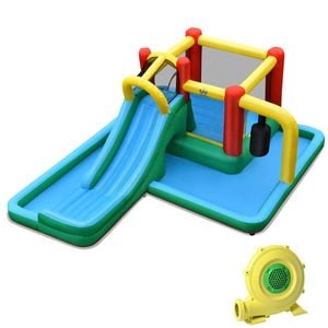 Costway 7in1 Inflatable Water Park Kid Jumping Castle Splash Pool W/blower