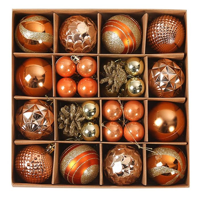 P&P Orange PVC Christmas Balls 3-6cm 36pcs Holiday Ornaments