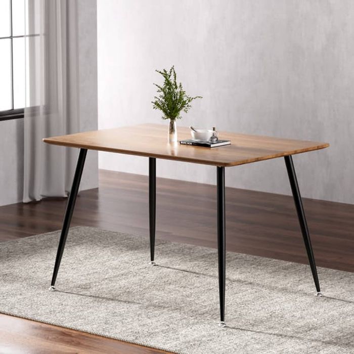 Homfurn 4-seater Dining Table – Industrial Style, 23mm Mdf Top, Steel Legs, 95kg Capacity, 120cm, Pine & Black