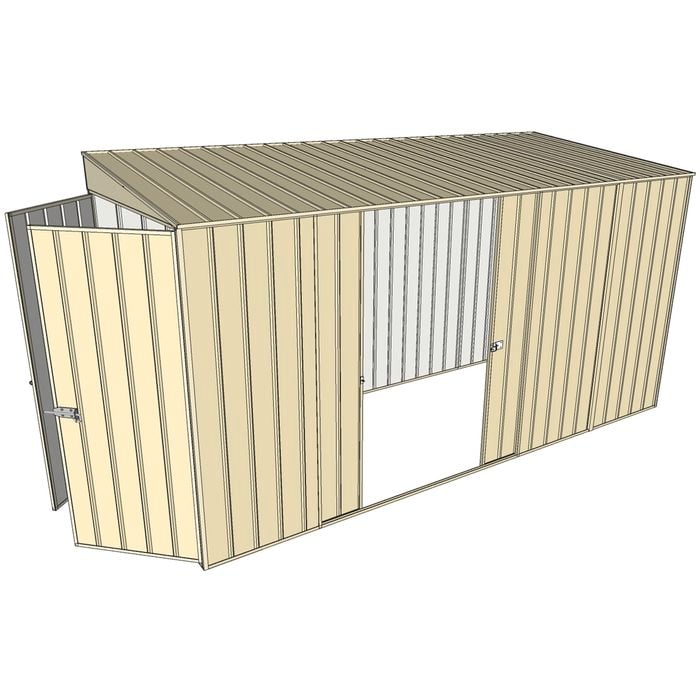 Build-a-Shed 1.5 x 3.7 x 2m Cream Double Sliding Side Door Skillion Shed
