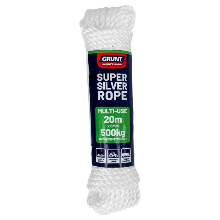 Grunt 6mm x 20m White Super Silver Rope