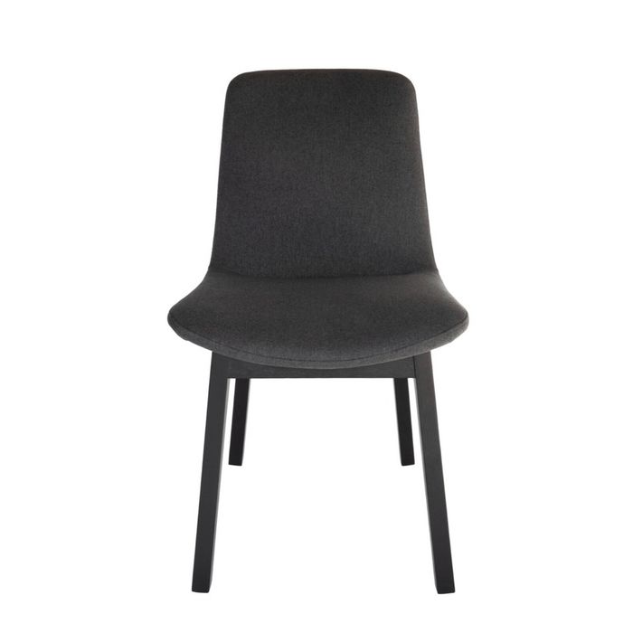 SK Designer Living | Cozy Upholstered Dining Chair | Black Legs - Dark Grey Fabric