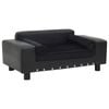 vidaXL Dog Sofa Black 81x43x31cm Plush and Faux Leather Pet Supply Cat Couch